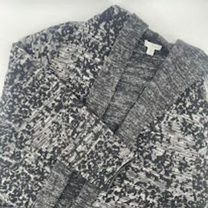 Pure J.Jill Marled Gray Hooded Open Front Cardigan Cotton‎ Blend Knit MP